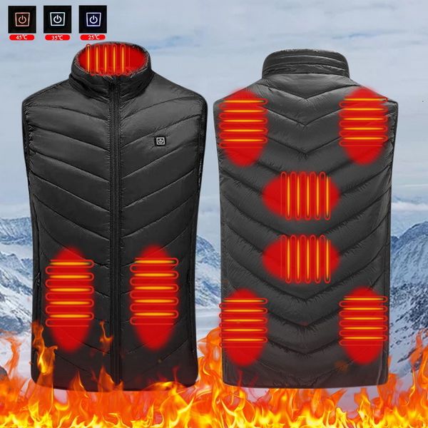 Gilets pour hommes Places chauffées Hommes Femmes Veste USB Chauffage Vêtements thermiques Chasse Hiver Noir 221128