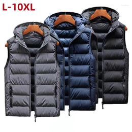 Gilettes pour hommes Plus taille 10xl 9xl 8xl Vaignage rembourré d'hiver Men à capuche sans manches épaisses vestes décontractées