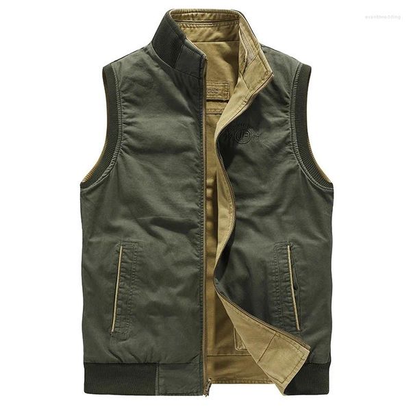 Chalecos para hombres talla grande M-8XL primavera otoño chaleco militar hombres al aire libre casual multibolsillos de doble cara usando chaqueta sin mangas