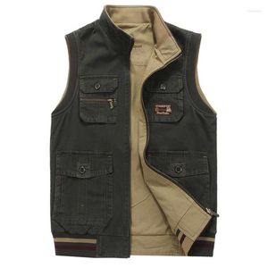 Gilets pour hommes Plus XL Gilet Homme Coton Double Face Tactique Beaucoup de poches Veste sans manches ChaleCos Para Hombre Manteau Hommes