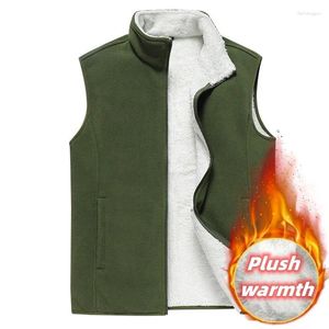 Gilets pour hommes Gilet en peluche Automne Hiver Mode Vêtements d'extérieur Sans manches Col haut Top Casual Zipper Pocket Sports Veste de jogging Manteaux