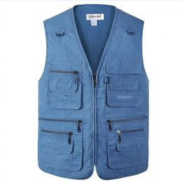 Gilets pour hommes Pographie gilets homme coton décontracté Wasitcoat pour hommes gilet avec de nombreuses poches été pour hommes fermeture éclair sweat-shirts pour hommes réguliers 231026