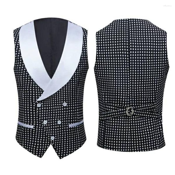 Chalecos de hombre Chaleco de lunares Chal Solapa Negocios Boda Novio Tailcoat Dance