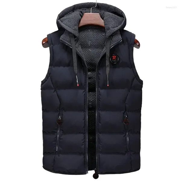 Chalecos para hombres Calidad Chaleco para hombre Marca Invierno Casual Chaqueta con capucha cálida Hombres Sin mangas Streetwear Chaquetas Parkas Ropa exterior