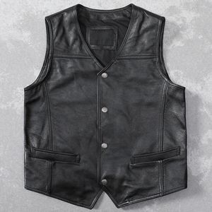 Herenvesten echte foto man's vest waistcoat zomerstijl koehide heren heren mouwloos kleding koe lederen vesten feestje blazer oversizer