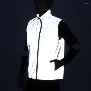 Chalecos de hombre luz reflectante para hombres/mujeres deporte correr caza chaleco al aire libre chaqueta sin mangas abrigo 2023 primavera otoño chaleco gris