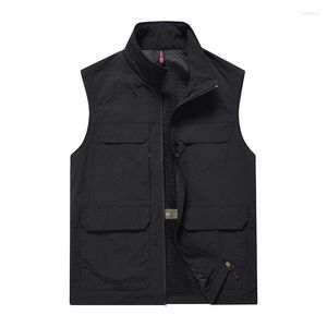 Gilets pour hommes gilet réfléchissant poches multiples vêtements de travail de photographie publicitaire