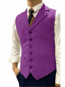 Heren Vesten Retro Britse Stijl Herringbe Slim Fit Uitloper Sleevel Steampunk Tuxedo Vest Revers Heren Pak Vest g4v9 #