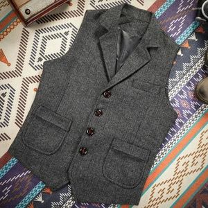 Vestes pour hommes rétro Herringbone Tweed Suit Veste à revers Veste sans manches British vintage gentleman fête Business