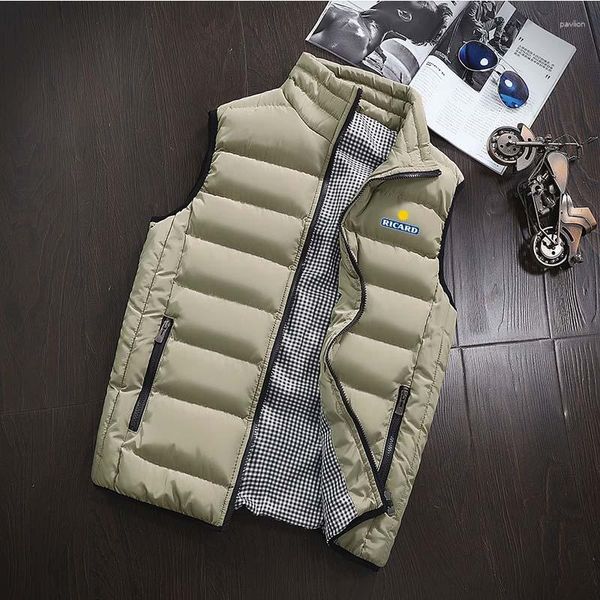 Gilets pour hommes Ricard imprimé gilet rembourré Puffer Baseball hiver sans manches corps chaud doudoune vêtements de travail vêtements femme gilet