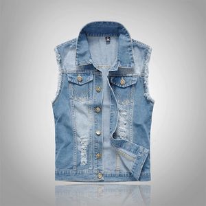 Herenvesten scheurden Jean Jacket heren denim vest hiphop jean jassen waistcoat heren cowboymerk mouwloze jas mannelijke tank plus maat 6xl 230329