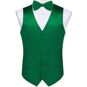 Herenvesten satijnen vast groen vest voor mannen zijden pak propieed vlinderdas set bruiloft busines formeel smoking mouwloze mannelijke waistcoat blazer 230425