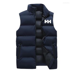 Gilets pour hommes vendant une veste sans manches à fermeture éclair pour la chaleur en automne et en hiver col montant grand duvet