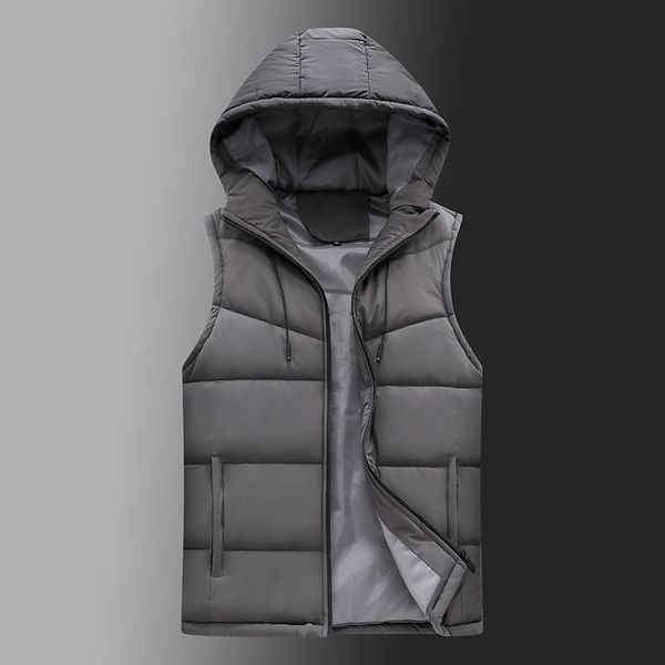 Gilets pour hommes vente s hiver chaud à capuche gilet décontracté sans manches vestes épaissir Parkas 6XL 230320