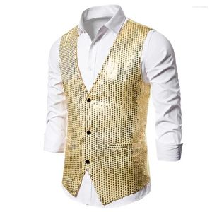 Heren Vesten Sequin Party Vest V-hals Strikje Set Voor Retro Disco Bruidegom Bruiloft Single-breasted Mouwloos Vest