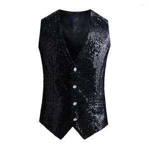 Gilets pour hommes Gilet à boutonnage simple Gilet sans manches sans manches avec boucle arrière réglable pour spectacle de scène Emcee Performance