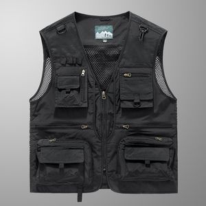 Chalecos para hombres Chaqueta sin mangas Chalecos de pesca de moda para hombres Chaleco de pografía con bolsillo Casual Primavera Otoño Aire libre Militar Negro 230827