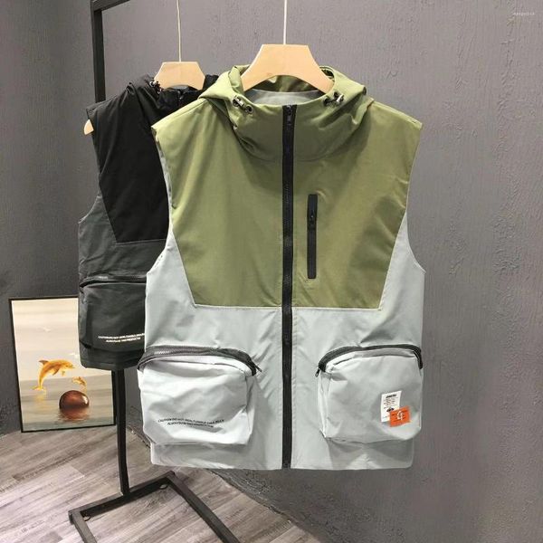 Hommes gilets sans manches veste hommes surdimensionné coréen mode gilet poche militaire tactique gilet printemps automne hauts manteaux