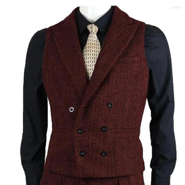 Gilets pour hommes sans manches revers à chevrons gilet pour hommes costume de luxe élégant blazer denim