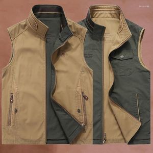 Gilets pour hommes Gilet sans manches pour hommes Vestes Robe Homme Gilet tactique pour hommes Up Gris Vêtements pour hommes Manteau de taille d'été Gilet vert