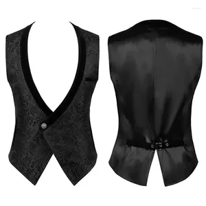 Gilets pour hommes Gilet sans manches Gilet médiéval Deep V Gilet Pirate Vampire Cosplay Gothique Steampunk Vêtements Costume d'Halloween