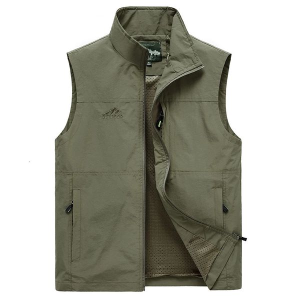 Gilets pour hommes Gilet sans manches hommes été gilet respirant multipoches gilet veste hommes pêche en plein air pographie gilet vêtements de voyage 8XL 231101