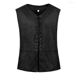 Heren Vesten Mouwloos Gilet Stijlvol Vintage Vetervest Middeleeuws V-hals Vest Met Gothic Steampunk Renaissance