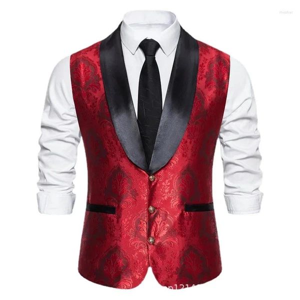 Gilets pour hommes Slim Suit Clip Fashion Vest Jacquard Simple Breasted Robe de fête Top