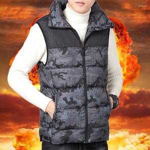 Gilets pour hommes intelligent température constante manteau chauffant USB batterie sûre chaud hommes gilet décontracté couleur unie sans manches hommes gilet