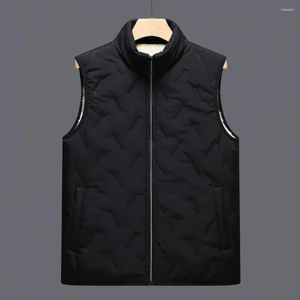 Gilets pour hommes Couleur unie Hommes Gilet Gilet sans rétrécissement Hiver Chaud avec col montant Conception sans manches