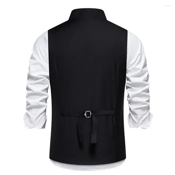 Chalecos para hombres Chaleco de hombre de color sólido Deportes Slim Fit Chaleco de boda sin mangas con cuello de solapa inclinado de un solo pecho para fiesta