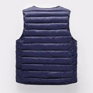 Gilets pour hommes Couleur unie Hommes Gilet élégant Gilet d'hiver Rembourré Col en V Manteau Chaud Coupe-Vent Plus Taille Options Idéal Pour Casual