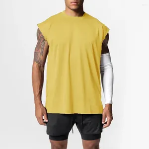 Chalecos para hombres Camisa sin mangas de color sólido Chaleco de verano con la absorción de sudor de secado rápido de hombro suave para casual