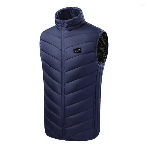 Gilets pour hommes Couleur unie Gilet Manteau Unisexe Veste Zone Gilet thermique USB Électrique Chaud pour hommes Femmes Col montant Fermeture à glissière Placket