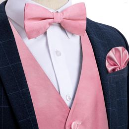 Herenvesten massief roze uniek herenvest met bowtie pocket square sets nieuwheid mouwloze vest voor man accessoires vooraf gekoppeld