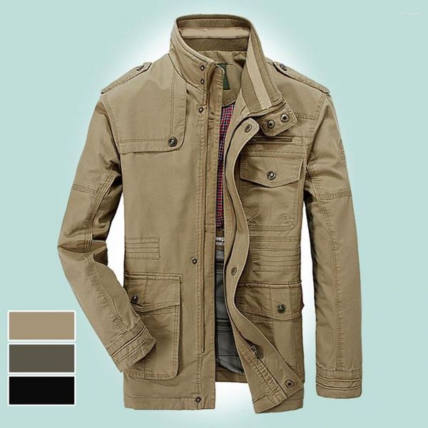 Chalecos para hombre Primavera otoño Chaqueta para hombre Color sólido Manga larga Cuello alto Cremallera suelta Prendas de abrigo Suave lavable Pecho