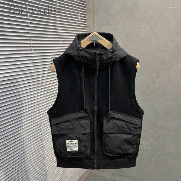 Gilets pour hommes printemps automne style décontracté à la mode gilet à capuche polyvalent mince jeunesse couleur unie veste sans manches sport rafraîchissant