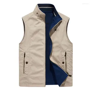 Herenvesten Lente Outdoor Vest Aangepaste luxe jassen Heren Bomber Camping Modieuze Bigsize Mouwloze militaire jassen