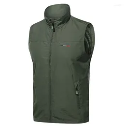 Gilets pour hommes printemps mince décontracté grande veste de cheval en plein air sans manches sport affaires jeunesse Kam épaule manteau