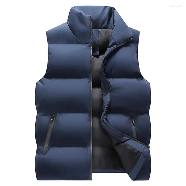 Gilets pour hommes col montant rembourré hommes gilet veste hiver gilet vers le bas coton sans manches homme