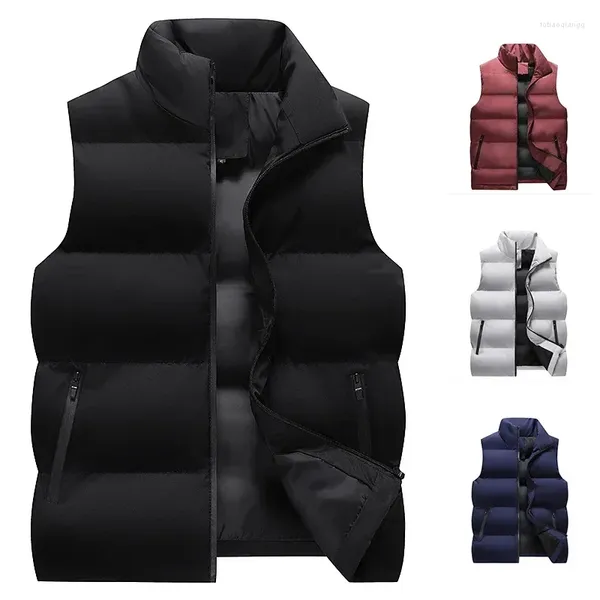 Gilets pour hommes col montant pain Pedded gilet polyvalent Sports de plein air coupe-vent hiver décontracté épais thermique