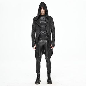 Gilets pour hommes Steampunk Dark Wind Technology Sense With Hand Cloak Jacket Parkour Long Leather Hooded