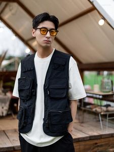 Heren Vesten STNW 2022SS Cargo Taille Vest Tech Jas Losse Japanse Stijl Minimalisme Zwart Tops Street Wear