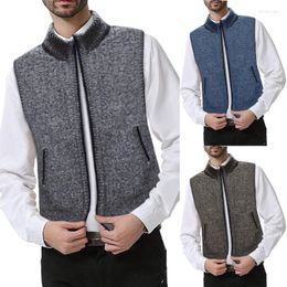 Chalecos para hombres Estilo para hombres Otoño Invierno Color sólido Fleeced Cálido Cardigan Chaleco Tops Ropa exterior Trajes masculinos Chaleco Streetwear Phin22