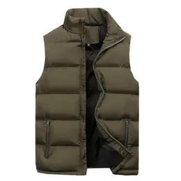 Gilets pour hommes élégant hommes gilet veste coton rembourré résistant au froid automne hiver couleur pure gilet droit