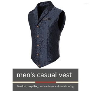 Costume Jacquard à revers pour hommes, gilet à col simple boutonnage, robe de vacances, coupe cintrée, Style britannique décontracté, automne et hiver