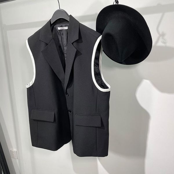 Gilets pour hommes, manteau sans manches, classique, Simple, Simple boutonnage, décontracté, mode, ample, grand gilet, printemps et automne