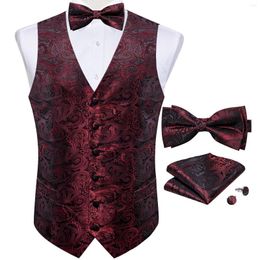 Herenvesten Pak Vest voor mannen Wedding Party Zijde Waistcoat Bow Tie zakdoek Cufflinks Tuxedo Gilet Clothing Groothandel