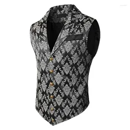 Herenvesten Pakvest Middeleeuwse gotische herenjacquard Mode Engeland Retro Vest Casual afslanken