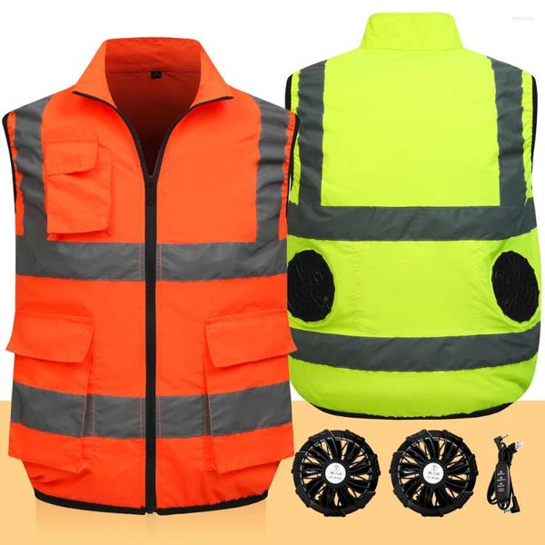 Gilets d'été pour hommes, veste avec ventilateur de refroidissement, vêtements de travail USB, lumineux, climatisation, Construction, haute température